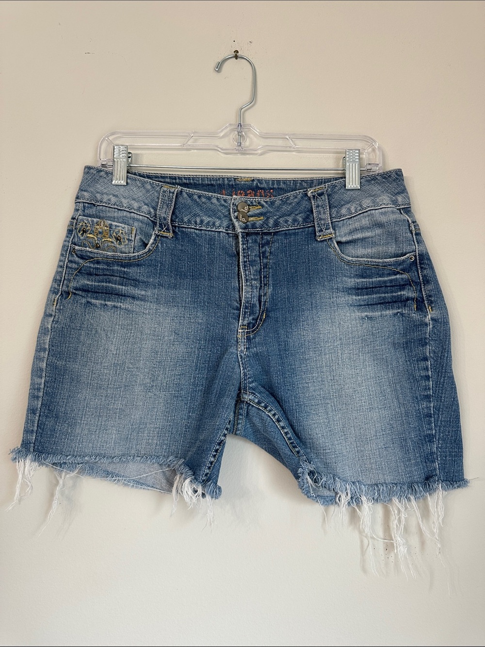 d. jeans Light Blue Frayed Hem Denim Shorts